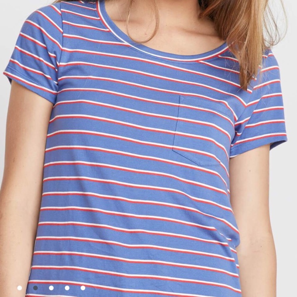Marine Layer Boyfriend Pocket Tee in Dahlia Stripe